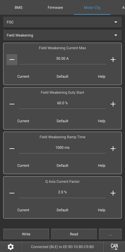 Motor CFG FOC Field Weakening