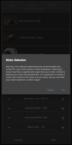 Motor Setup Motor Prompt