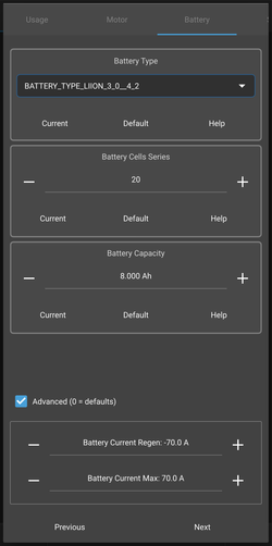 Motor Setup Battery